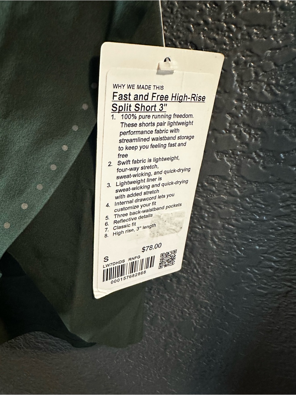 Lululemon Fast and Free HR Split Short 3” size Small - rainforest green - BNWT - Picture 2 of 3